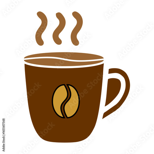 Steaming Coffee Cup Icon A Warm Beverage in a Brown Mug with Creamy 