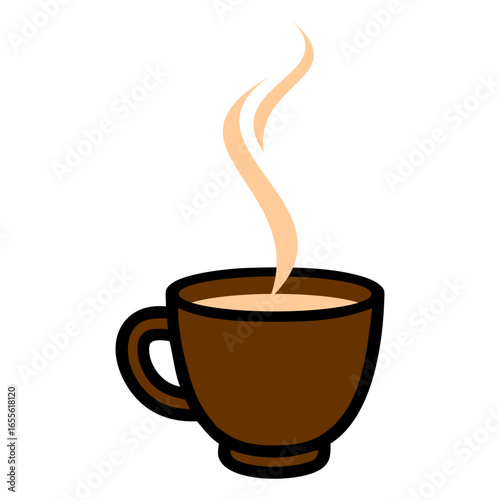 Steaming Coffee Cup Icon A Warm Beverage in a Brown Mug with Creamy 