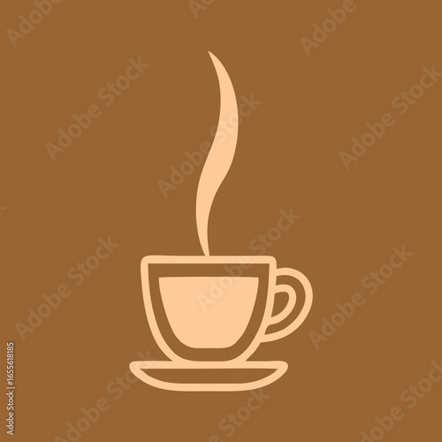 Steaming Coffee Cup Icon A Warm Beverage in a Brown Mug with Creamy 