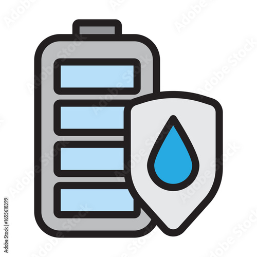 Waterproof Battery Vector Filled Icon Design