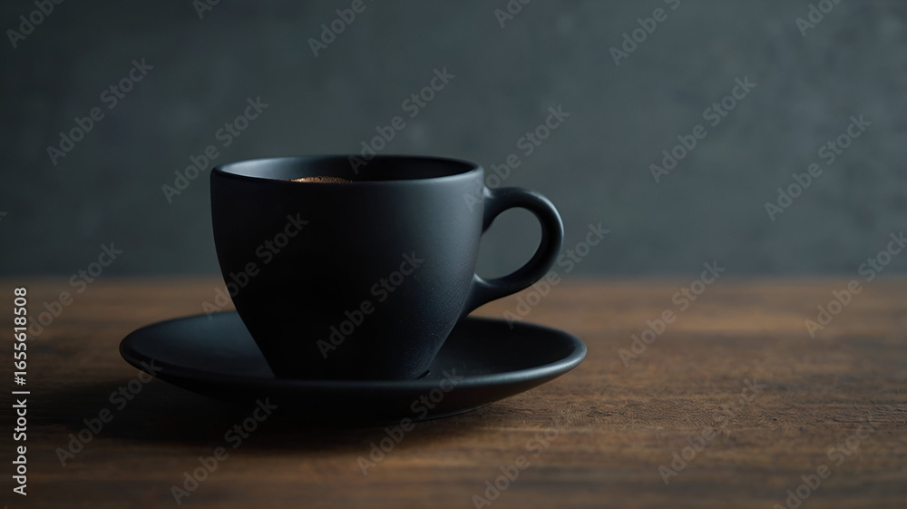 Fototapeta premium Minimalist matte black espresso cup