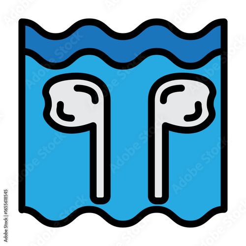 Waterproof Earbuds Vector Filled Icon Design