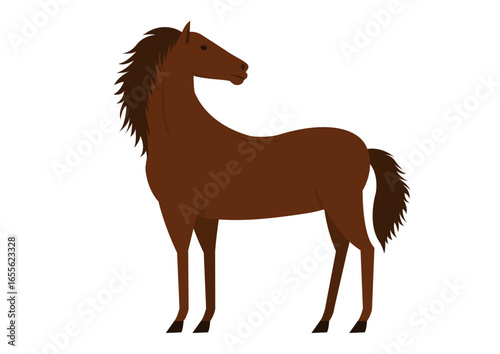 佇む馬の横側のイラスト
