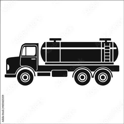 Simple Black Tank Truck Icon Illustration for Heavy Vehicle Themes
