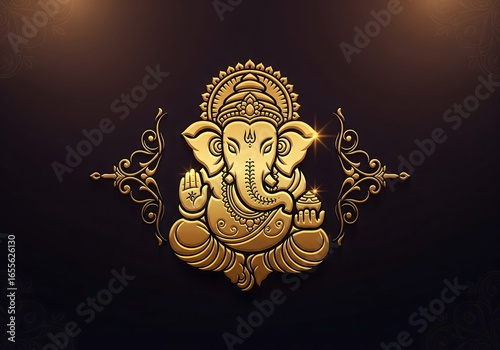 Golden Lord Ganesha Elegant Decorative Vector Design