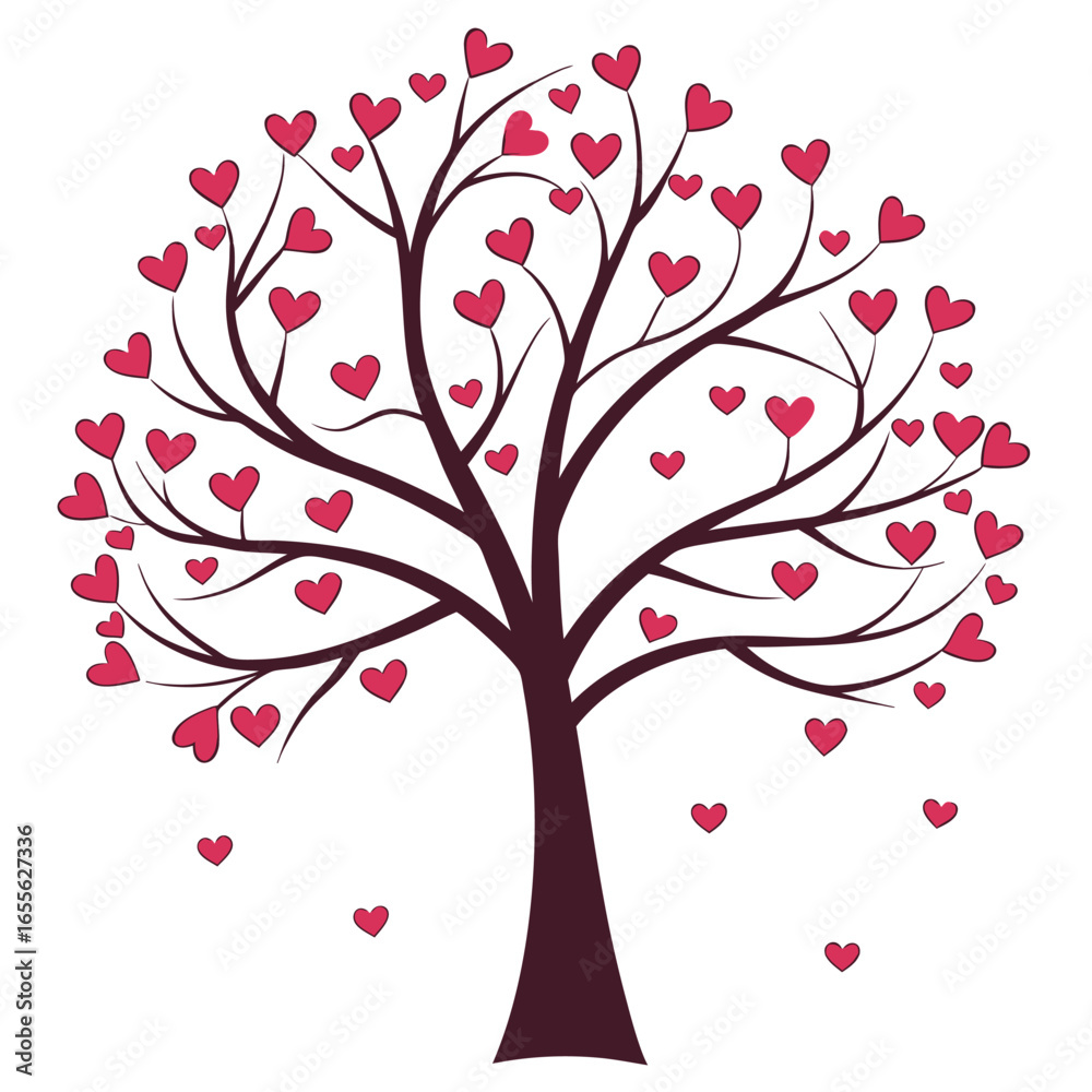 Fototapeta premium Minimalist Valentine Heart Tree Silhouette for Love and Romance Themes