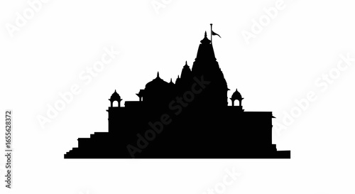 Majestic Hindu Temple Silhouette: A Vector Illustration
