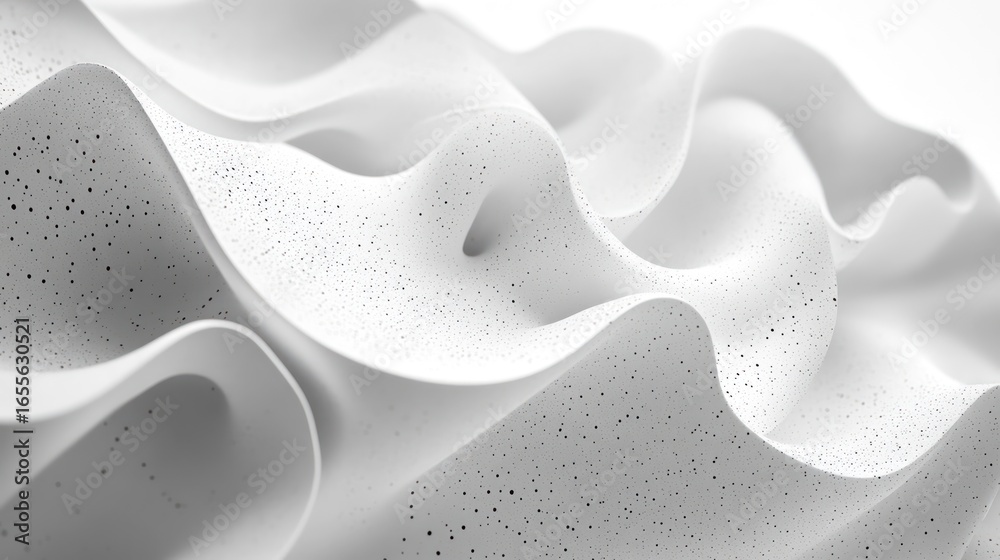 Obraz premium Monochrome Abstract Waves: Gentle Undulation of White Texture with Dark Speckles