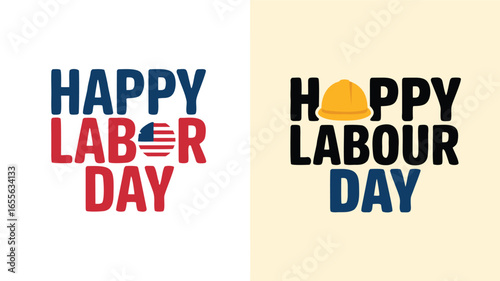 Happy Labor Day and Happy Labour Day Images Featuring Hard Hats and American Flag Stripes
