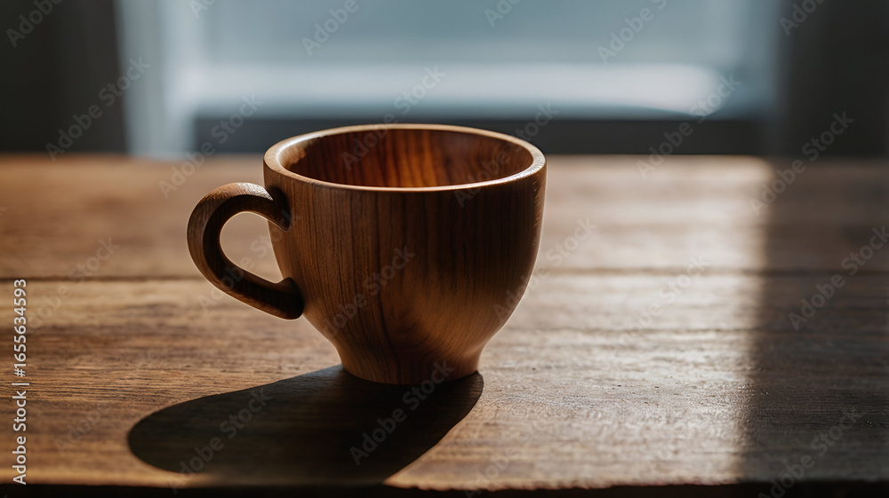 Obraz premium Handcrafted wooden tea cup, natural finish