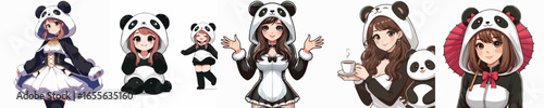 VECTOR WOMAN WEARING PANDA COSTUME