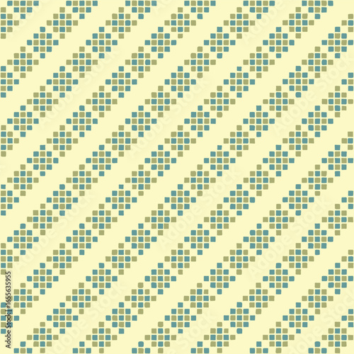 diagonal lines from hand drawn blue, green squares. vector seamless pattern. decorative art. beige repetitive background. geometric fabric swatch. wrapping paper. design template for textile, home dec