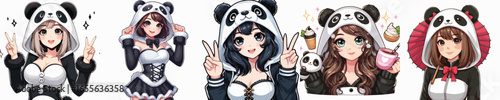 VECTOR WOMAN WEARING PANDA COSTUME