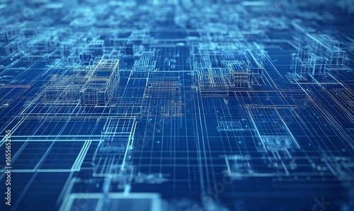 Wallpaper Mural Intricate blueprint design of a large-scale solar panel farm project, showcasing rows of photovoltaic panels planned for sustainable energy production, emphasizing renewable energy, Generative AI Torontodigital.ca