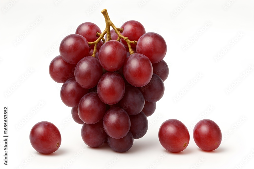 Obraz premium Fresh Red Grapes on White Background