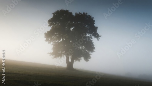 The Ethereal Misty Morning: A Solitary Tree in a Sea of Fog
