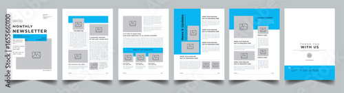 Monthly Newsletter , Newsletter Template 06 Page layout design With Cover page