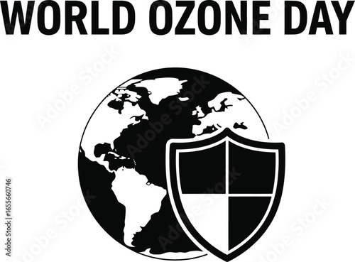World Ozone Day awareness illustration with globe and protective shield
