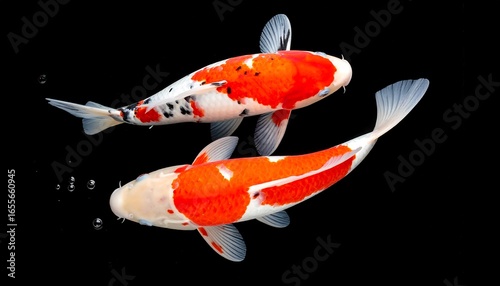 Two Koi fish in motion