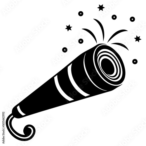 Party blower rolled out silhouette vector illustration  