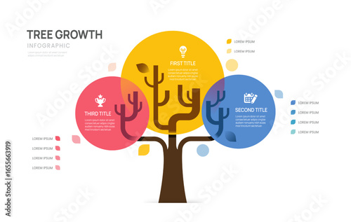 Tree of Success business infographic growth strategy steps, timeline vector template.