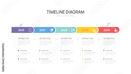5 Steps infographic Business timeline year design template. Business milestone and strategy presentation.Vector illustration.