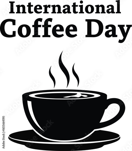 Illustration of international coffee day with a steaming cup, celebrating the global culture and consumption