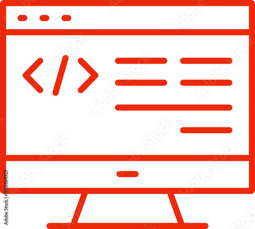 coding line icon, coding icon – programming, developer, code symbol, web development concept
