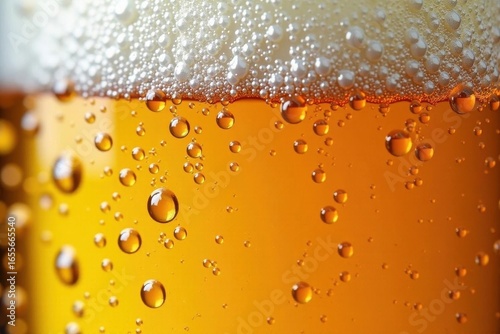 Tiny effervescent beer bubbles, close-up detail, carbonation, detail