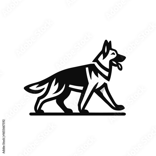 Stylized German Shepherd Dog Logo Illustration
