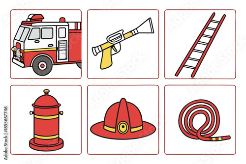 Firefighter equipment and vehicle icons