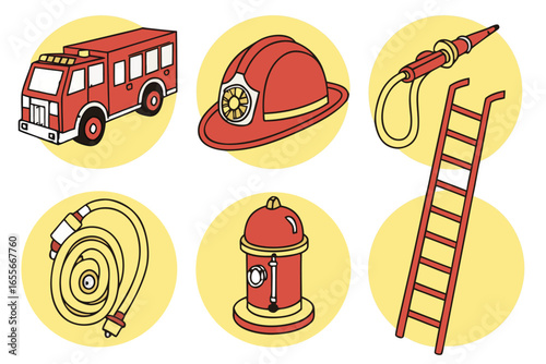 Firefighter equipment and vehicle icons