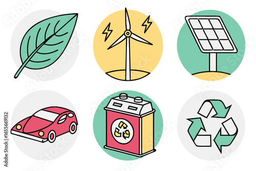 Set of ecofriendly energy and environment icons
