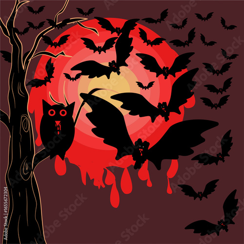 halloween background with bats