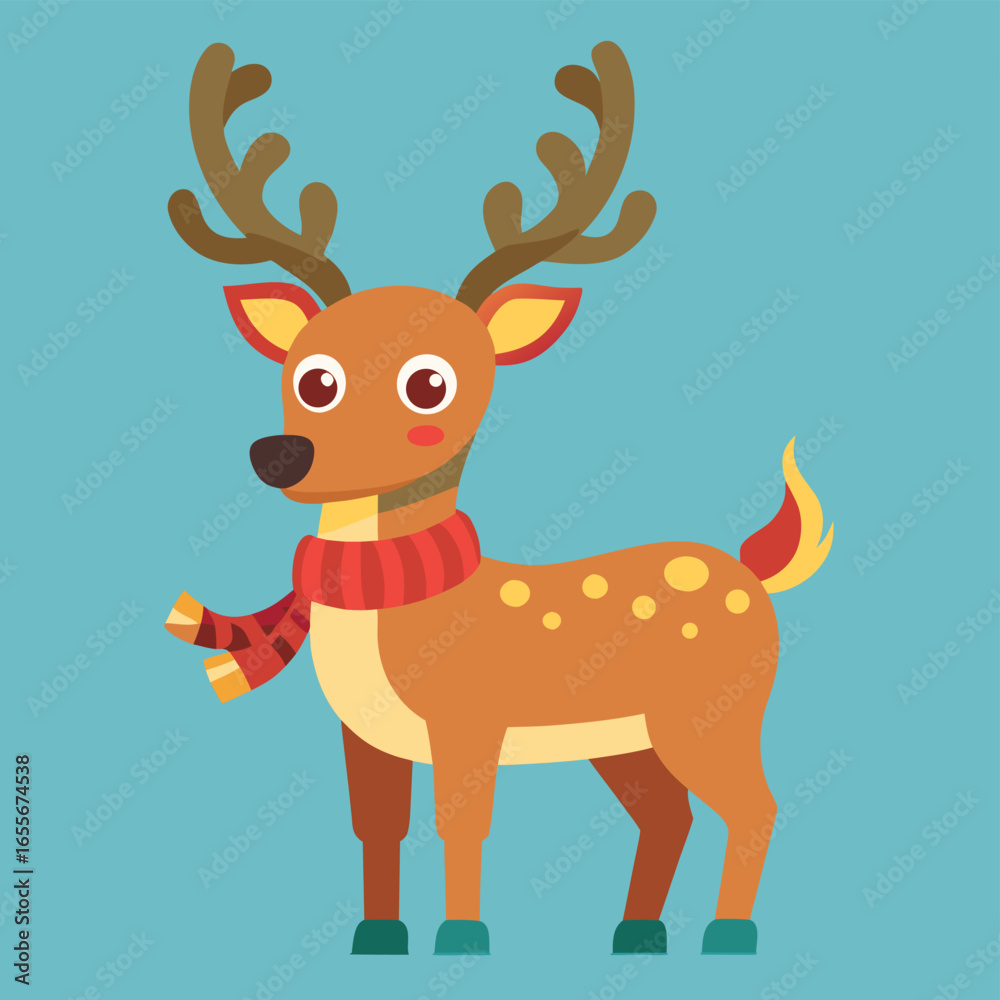 Fototapeta premium flat vector christmas reindeer (1).eps