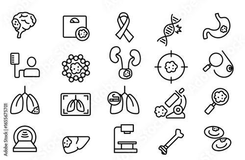 Cancer icons set 