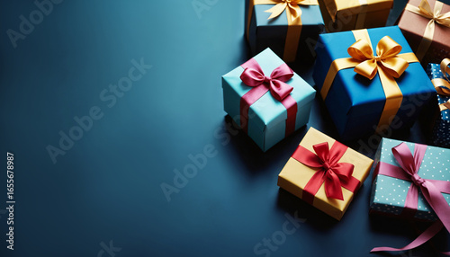 colorful gift boxes scatter...