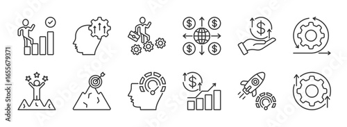 Growth icon. progress, development, advancement, expansion, increase, improvement, success, achievement, performance, profit, boost, upgrade vector icon collection. EPS 10