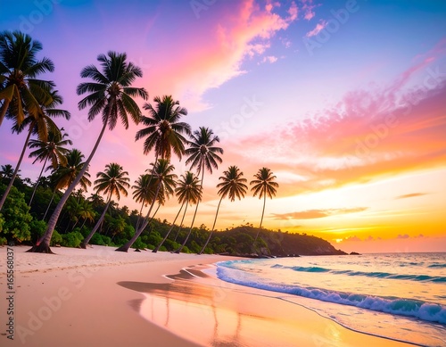 Fototapeta Naklejka Na Ścianę i Meble -  Tropical beach sunset paradise (1)