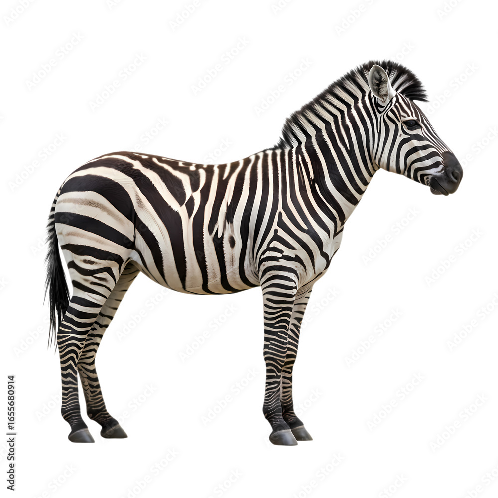 Obraz premium Striped Zebra: A Detailed Profile of the Equine Mammal