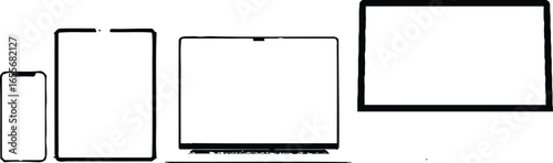 Devices mockup set showcasing phone tablet laptop and monitor view
