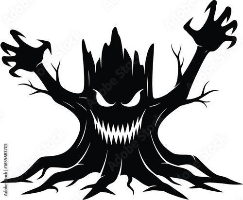 Scary halloween tree vector illustration and graphic design art