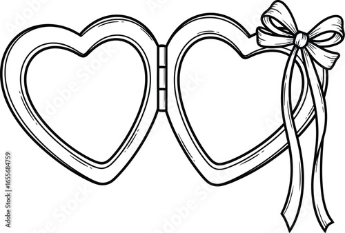 Heart locket with bow vector illustration for valentines day
