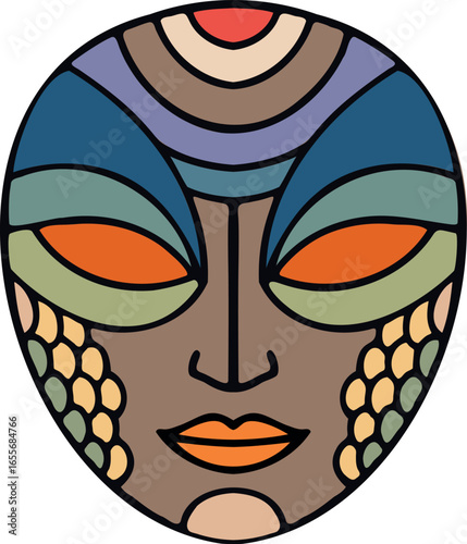 Creative tribal mask design reflecting vibrant cultural heritage