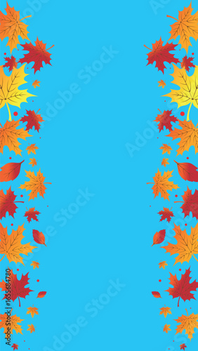 Autumn leaves cascading against a vibrant blue backdrop