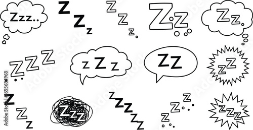 Zz letter doodle collection sleep symbol vector illustration