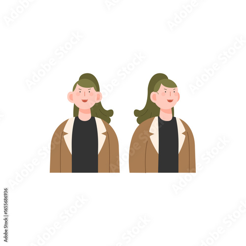 여성 캐릭터3(외투+여자+사람+머리 묶은)