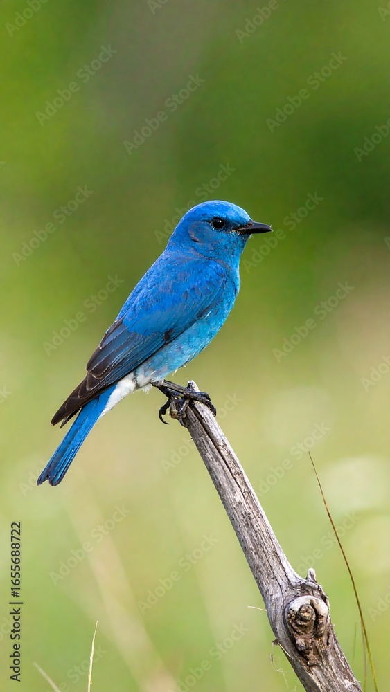 Obraz premium Vibrant blue bird perched on a branch
