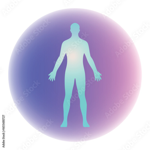 Human body energy purple aura