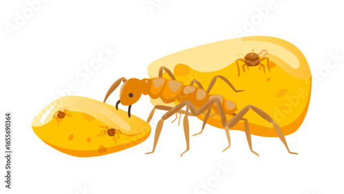 Ant insect eating honey illustration vector graphic design for kids education and learning resources